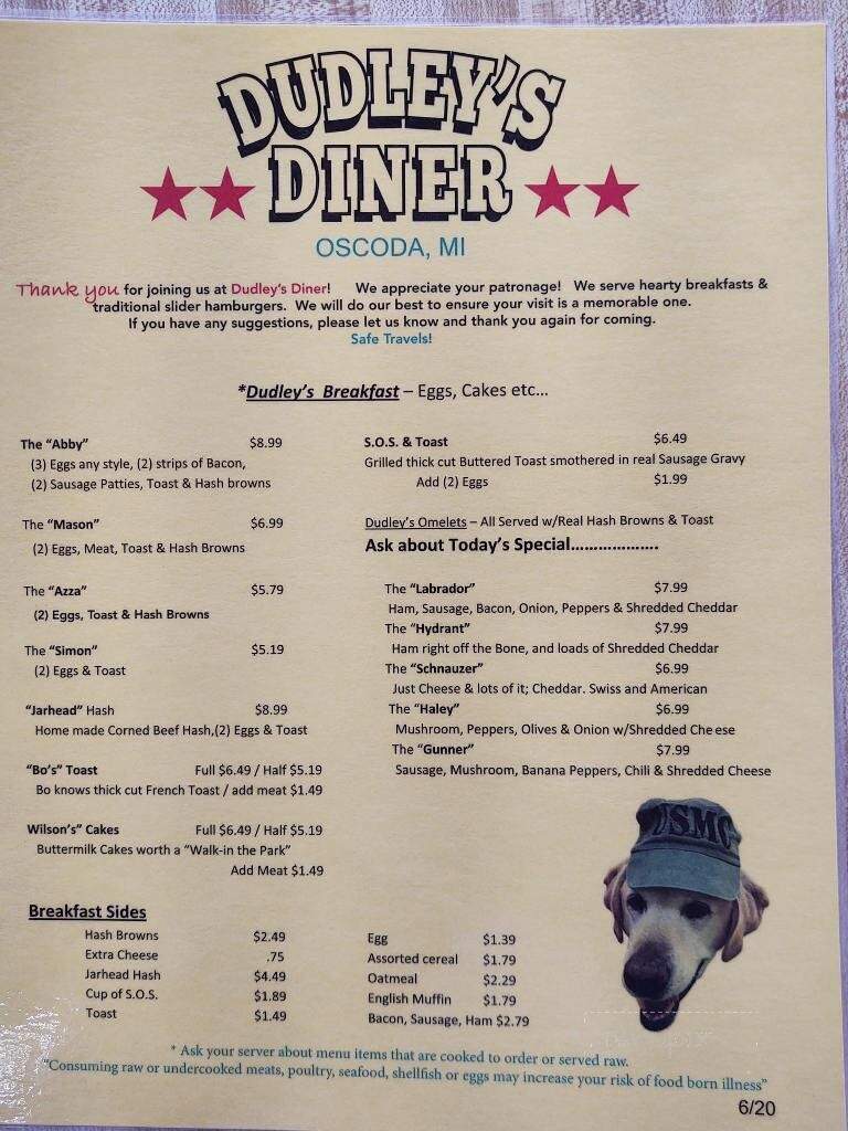 Dudley's Diner - Oscoda, MI menu_pic