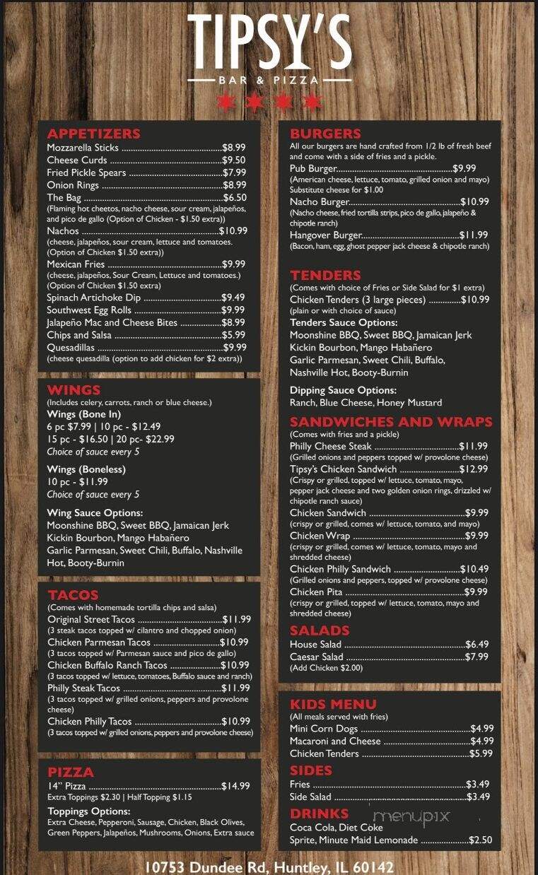 Tipsy's Bar and Pizza - Huntley, IL menu_pic