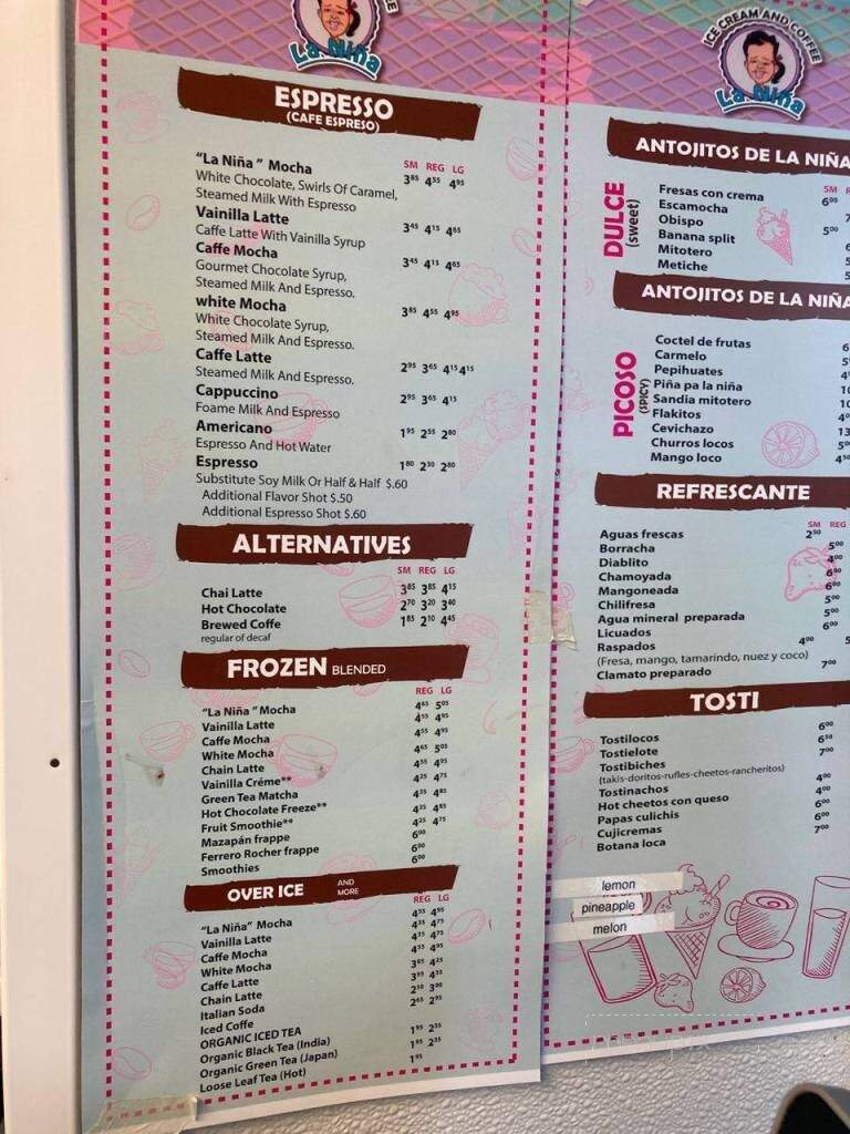 La Nina Ice Cream and Coffee - Lincoln Park, MI menu_pic