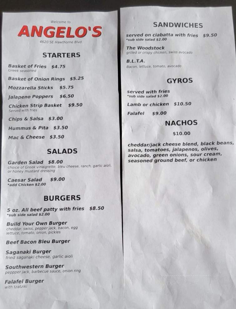 Angelo's - Portland, OR menu_pic