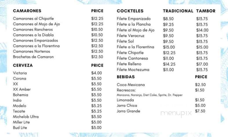 Mariscos de la Rosa - Brownsville, TX menu_pic