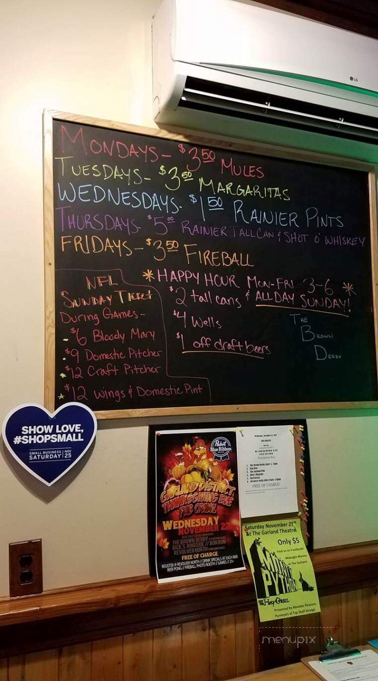 Brown Derby Tavern - Spokane, WA menu_pic