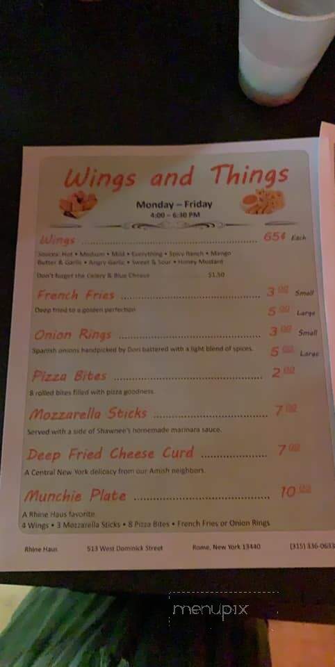 Rhine Haus - Rome, NY menu_pic