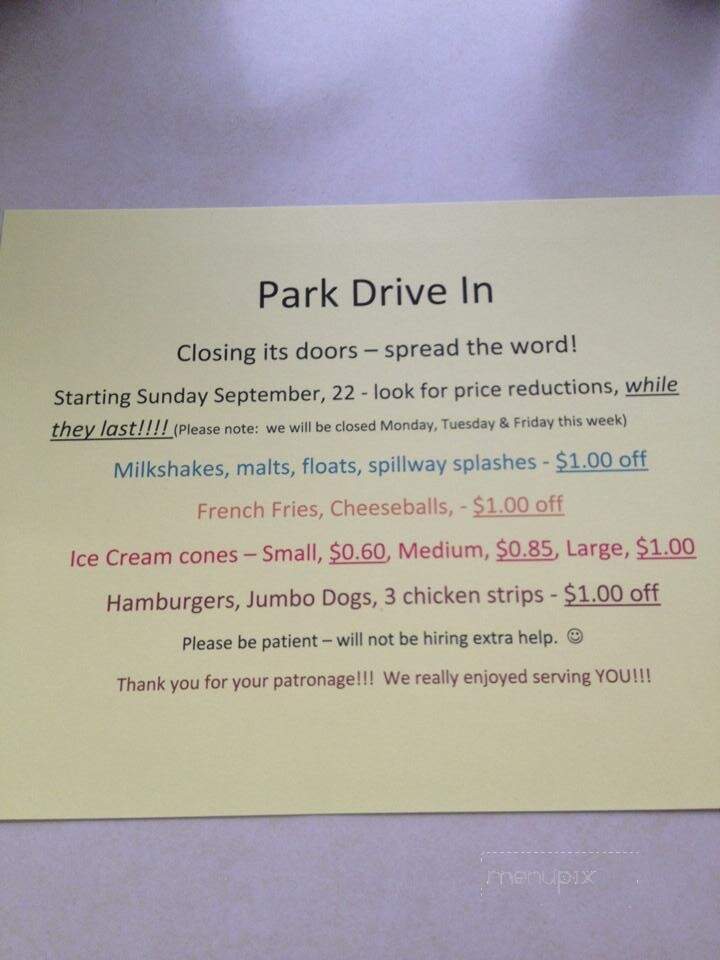 Park Drive-Inn - Lake Norden, SD menu_pic