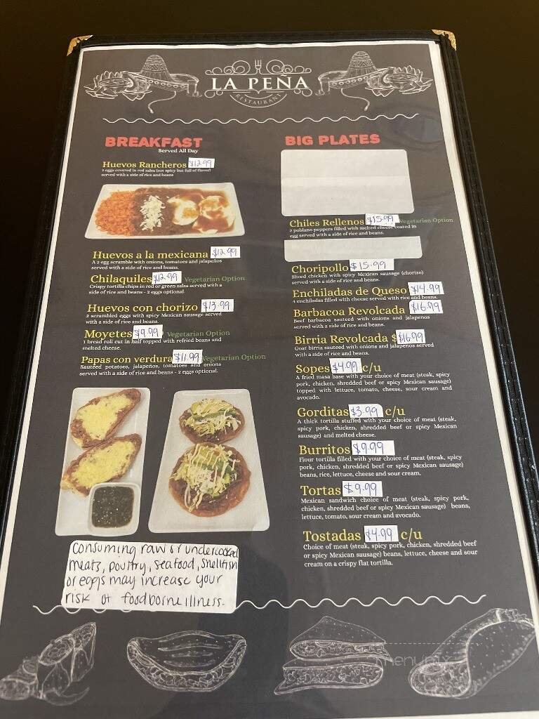 La Pena - Des Moines, IA menu_pic