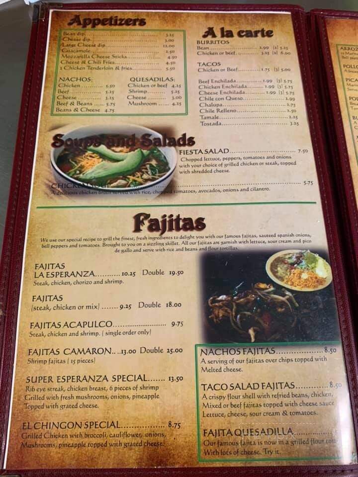 Laesperanza Mexican Restaurant - Middlesboro, KY menu_pic