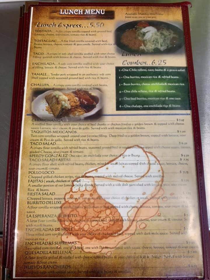 Laesperanza Mexican Restaurant - Middlesboro, KY menu_pic