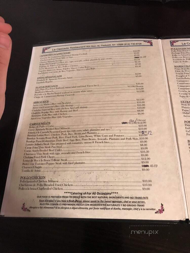 Cascada Restaurant - Peekskill, NY menu_pic