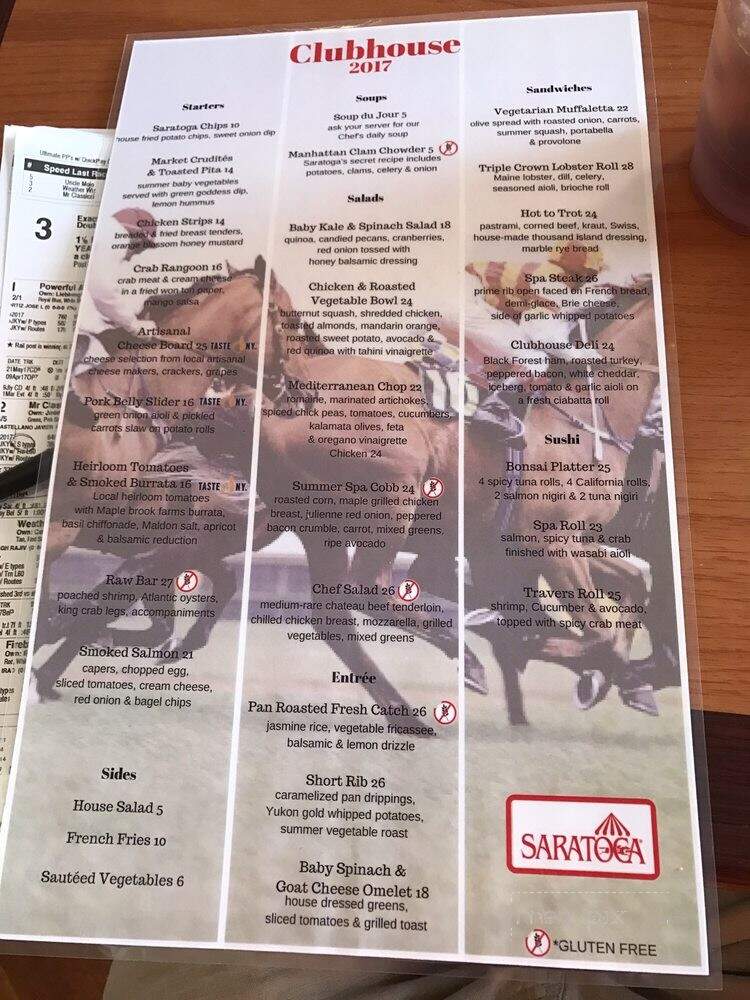 Turf Terrace - Saratoga Springs, NY menu_pic