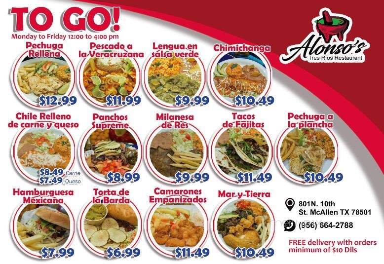 Alonso's Tress Rio Restaurant - Mcallen, TX menu_pic