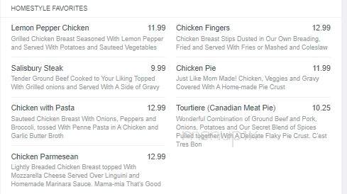 Northland Restaurant - Canaan, VT menu_pic