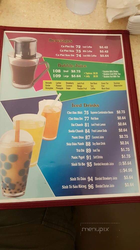 Pho Tai - Tukwila, WA menu_pic
