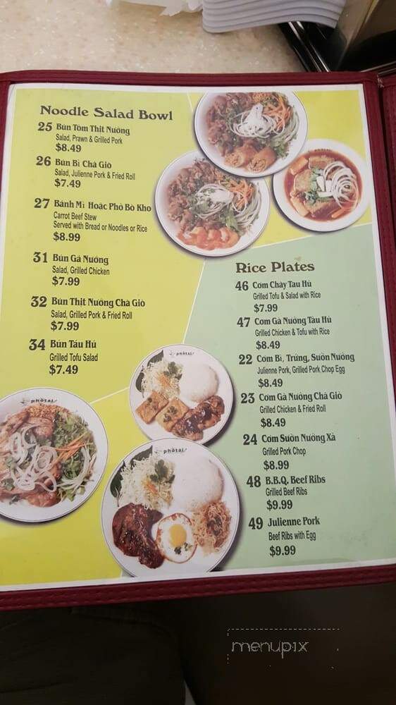 Pho Tai - Tukwila, WA menu_pic