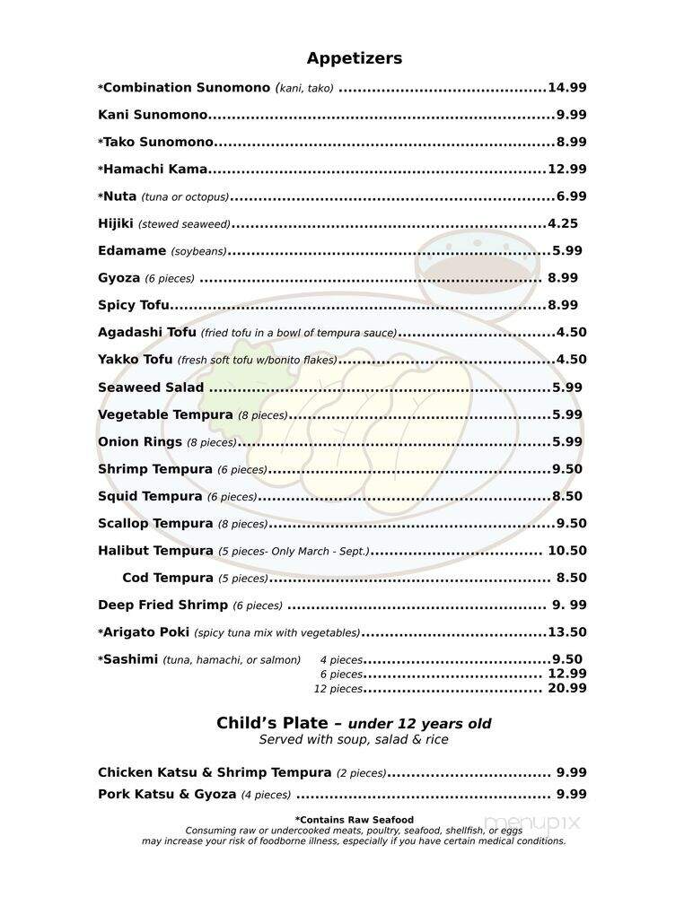 Arigato Japanese Restaurant - Anchorage, AK menu_pic