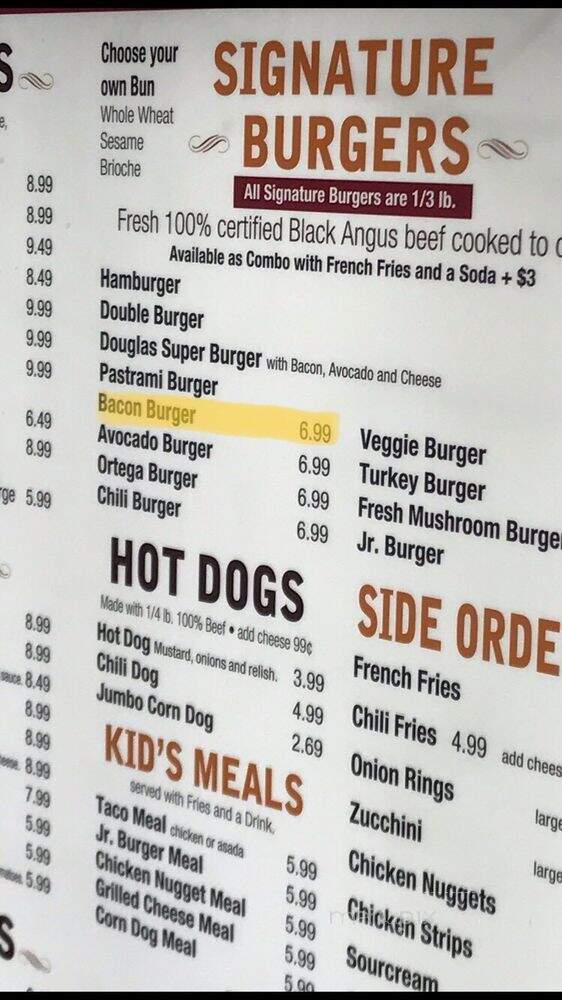Douglas Drive In Restaurant - Whittier, CA menu_pic