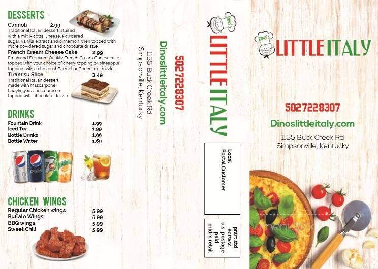 Dino's Little Italy - Simpsonville, KY menu_pic