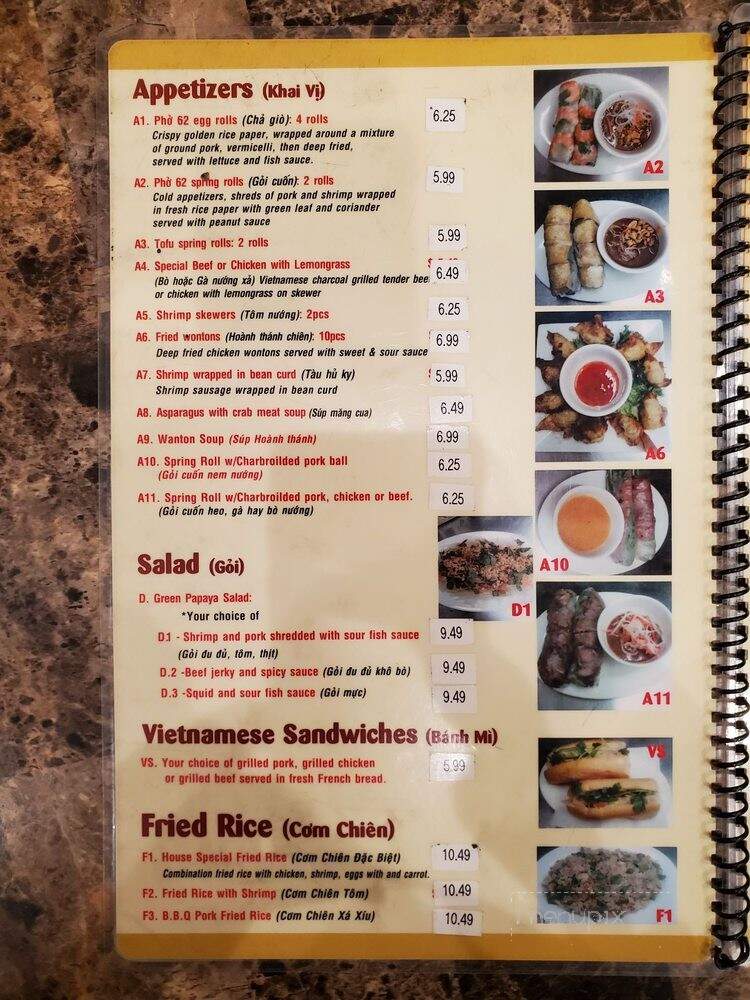 Pho 62 - Rialto, CA menu_pic