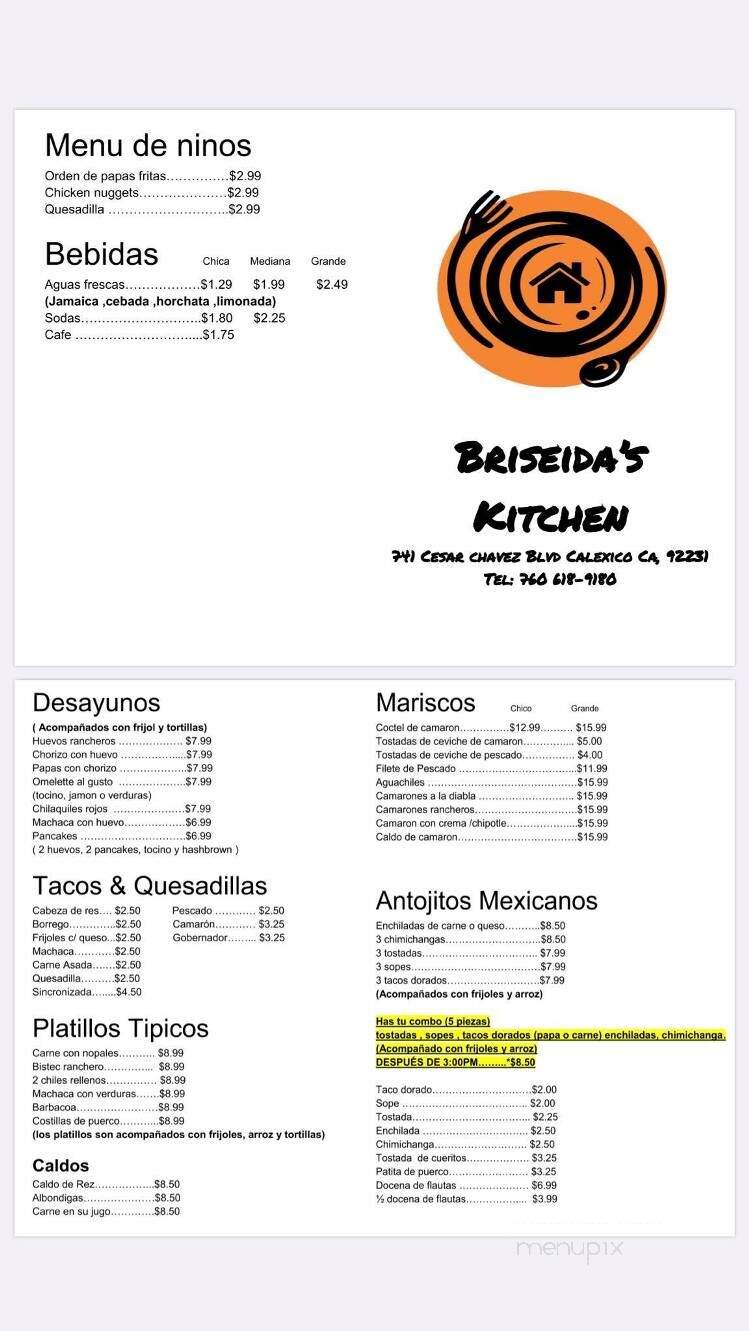 Briseida's Kitchen - Calexico, CA menu_pic