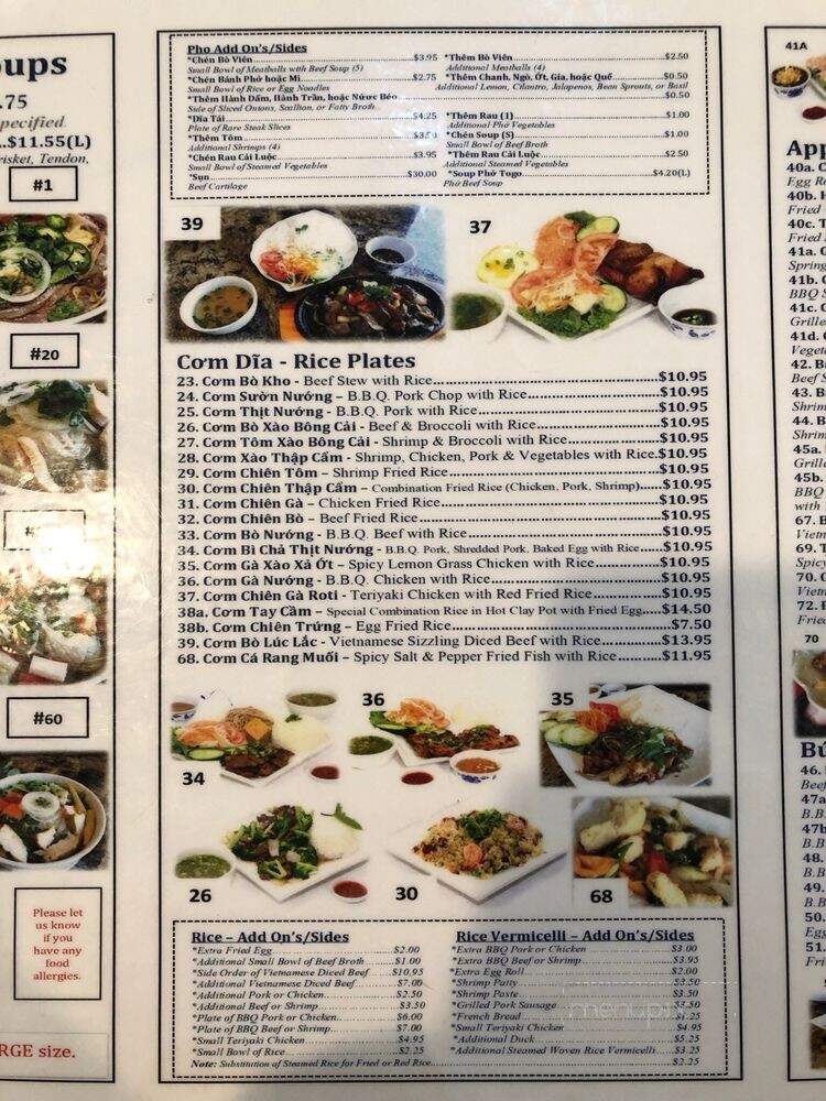 Pho Ha Vietnamese Restaurant - Fontana, CA menu_pic