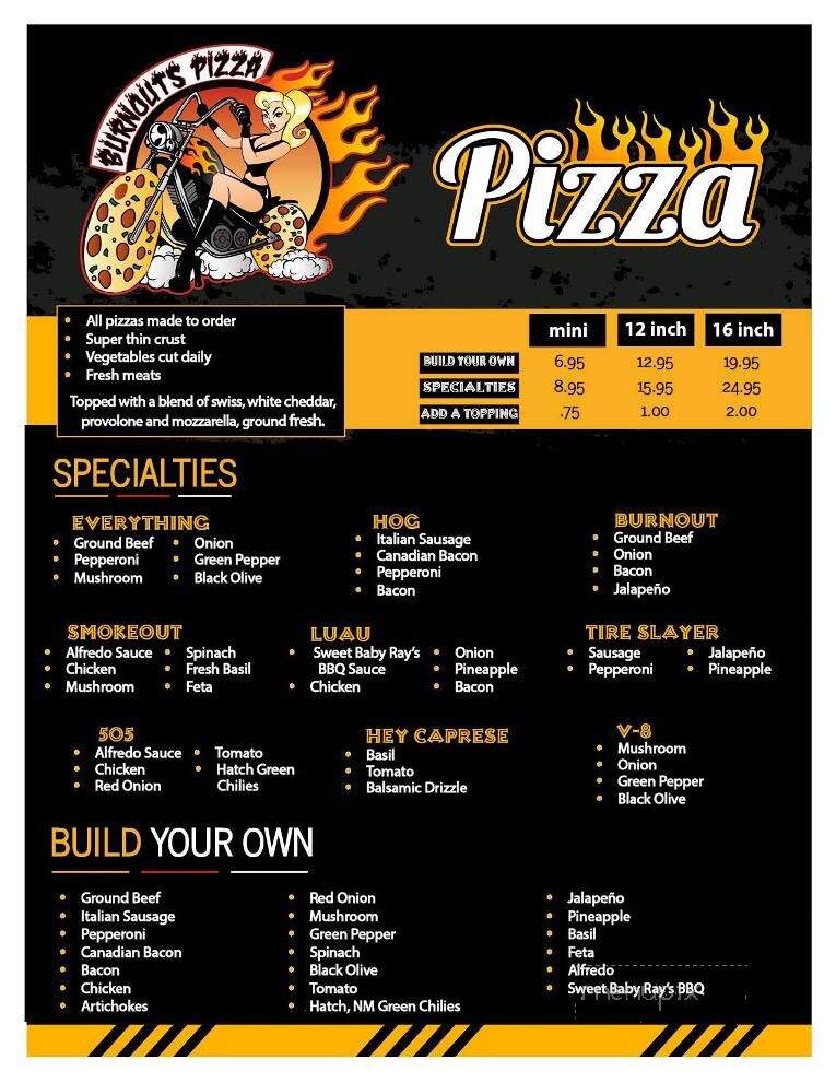 Burnout's Pizza - Hot Springs, SD menu_pic