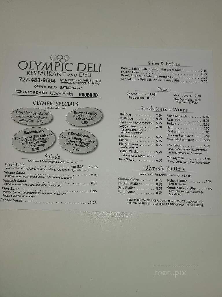 Olympic Deli - Tarpon Springs, FL menu_pic