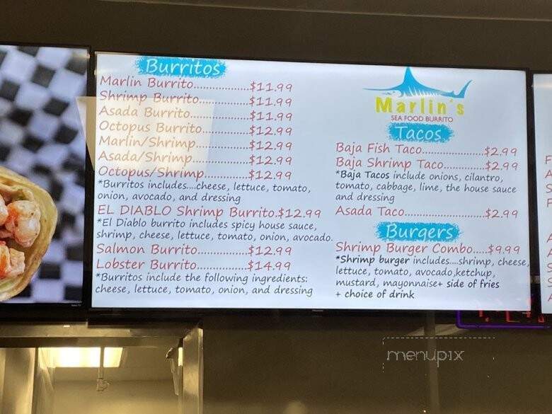 Marlin's Seafood Burrito - Lomita, CA menu_pic