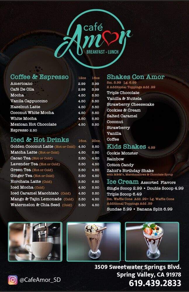 Cafe Amor - Spring Valley, CA menu_pic