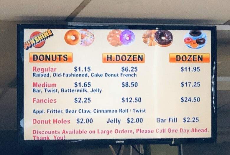 Sunshine 2 Donuts - Brentwood, CA menu_pic