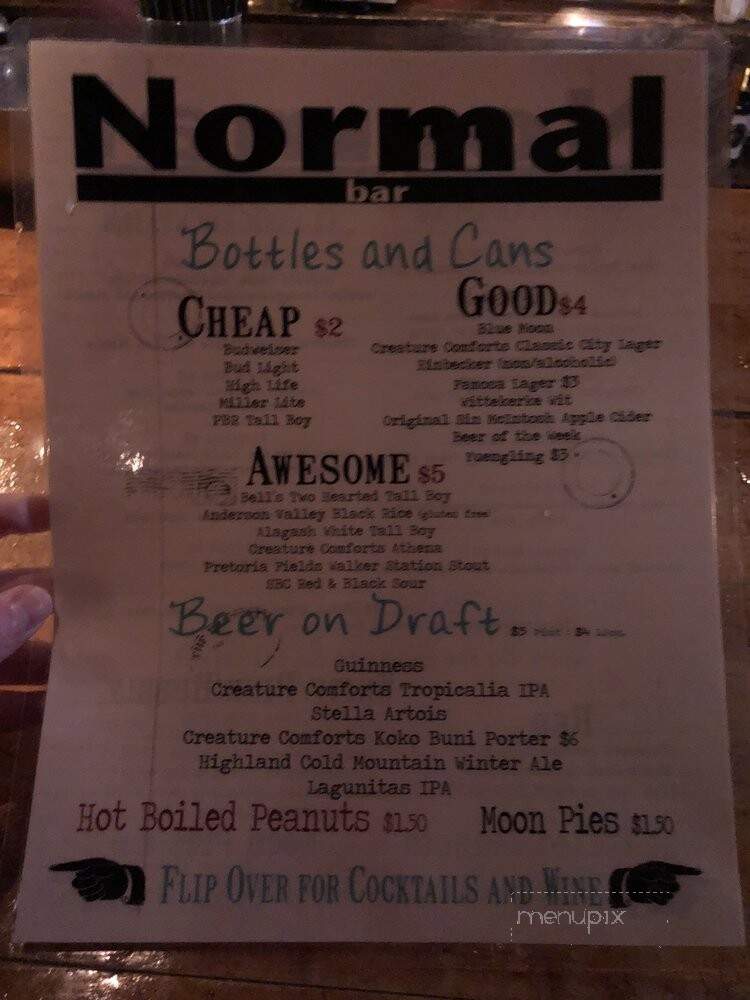 Normal Bar - Athens, GA menu_pic