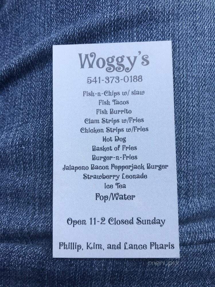 Woggy's - Gold Beach, OR menu_pic