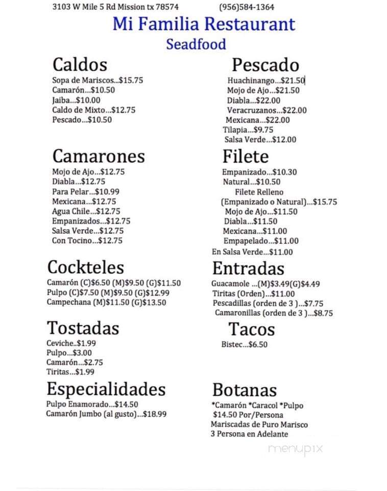 Mi Familia Restaurant - Mission, TX menu_pic