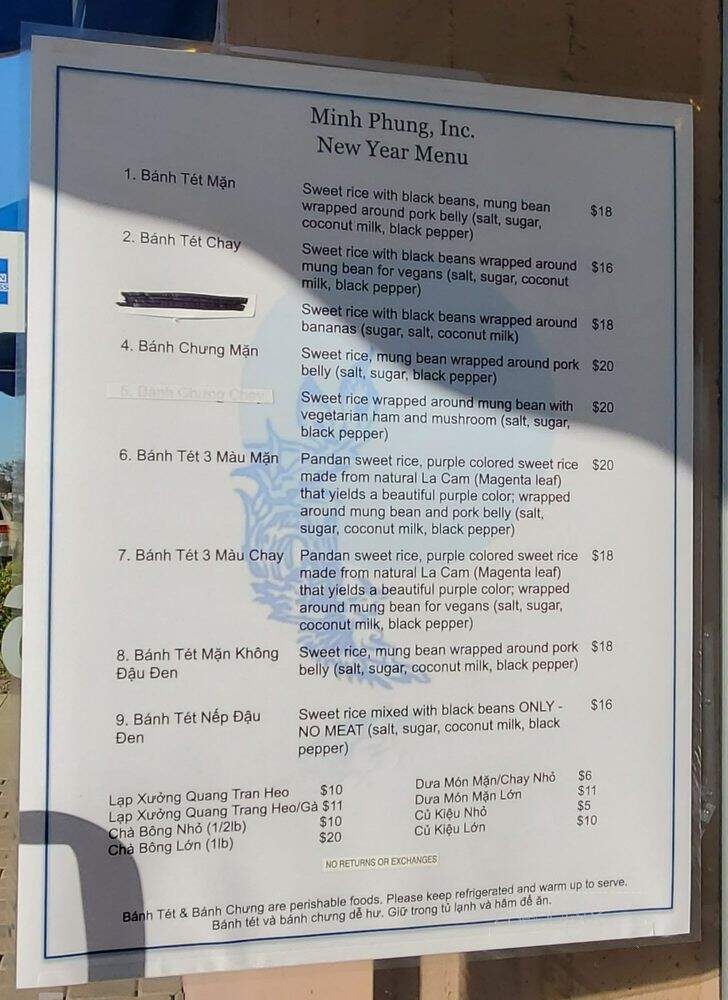 Minh Phung - Westminster, CA menu_pic