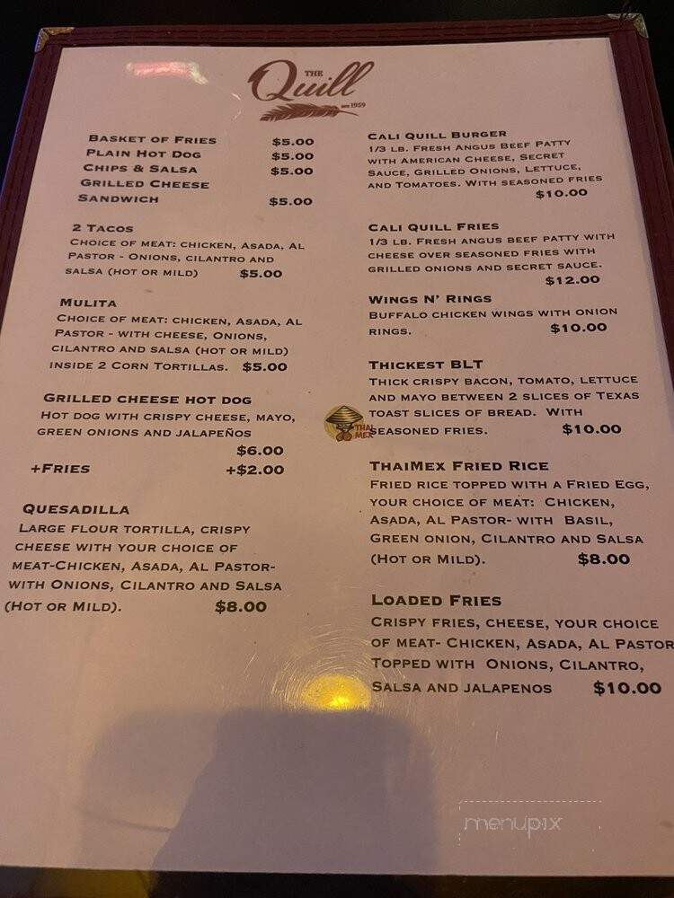 Quill Lounge - Santa Ana, CA menu_pic