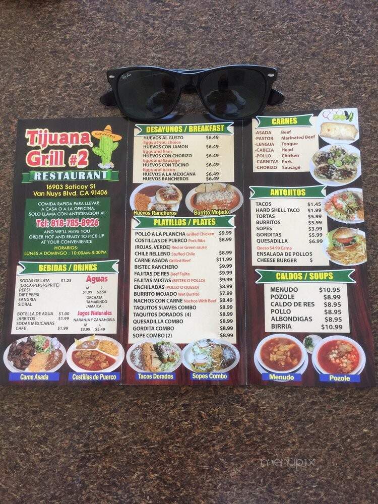 Tijuana Grill - Van Nuys, CA menu_pic