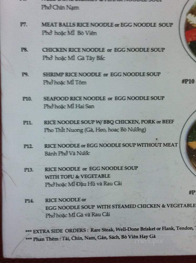 Pho Tay Bac - Brea, CA menu_pic