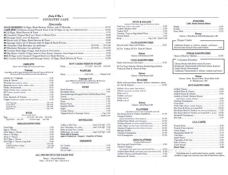 Coventry Diner - Pottstown, PA menu_pic