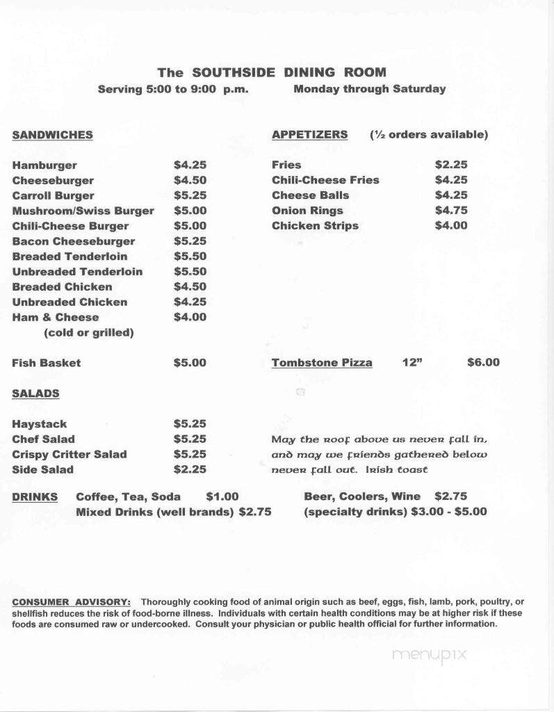 Southside - Russell, IA menu_pic