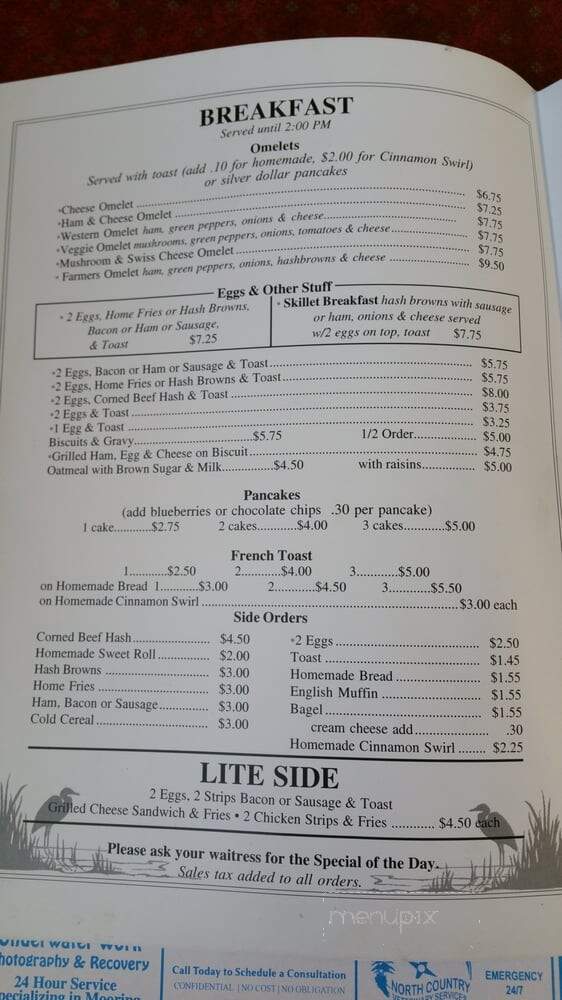Darlene's Restaurant - East Jordan, MI menu_pic