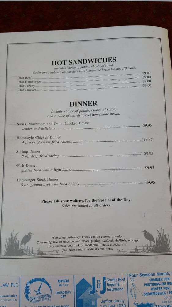 Darlene's Restaurant - East Jordan, MI menu_pic