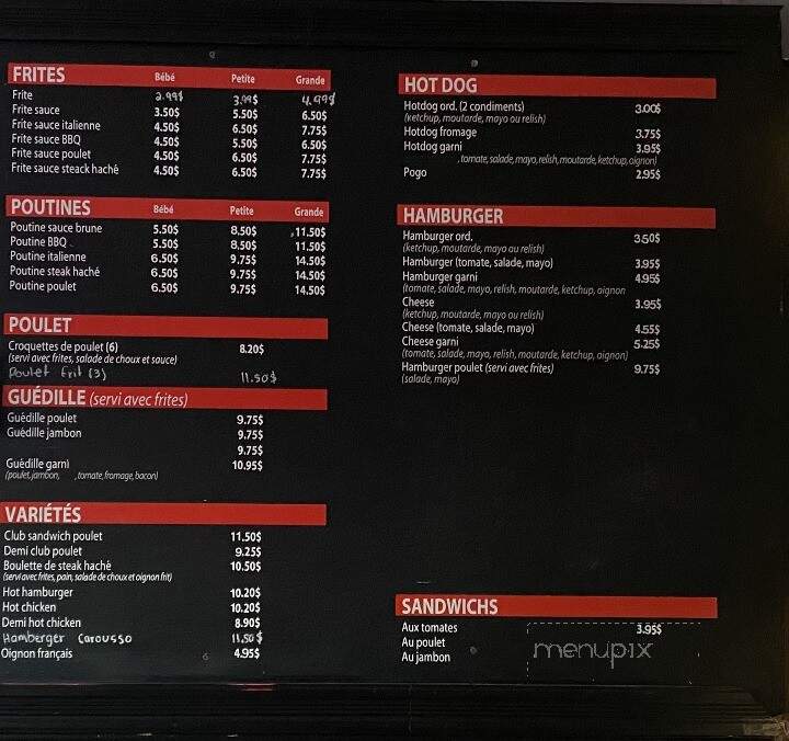 Casse Croute De La Baie - Les Escoumins, QC menu_pic