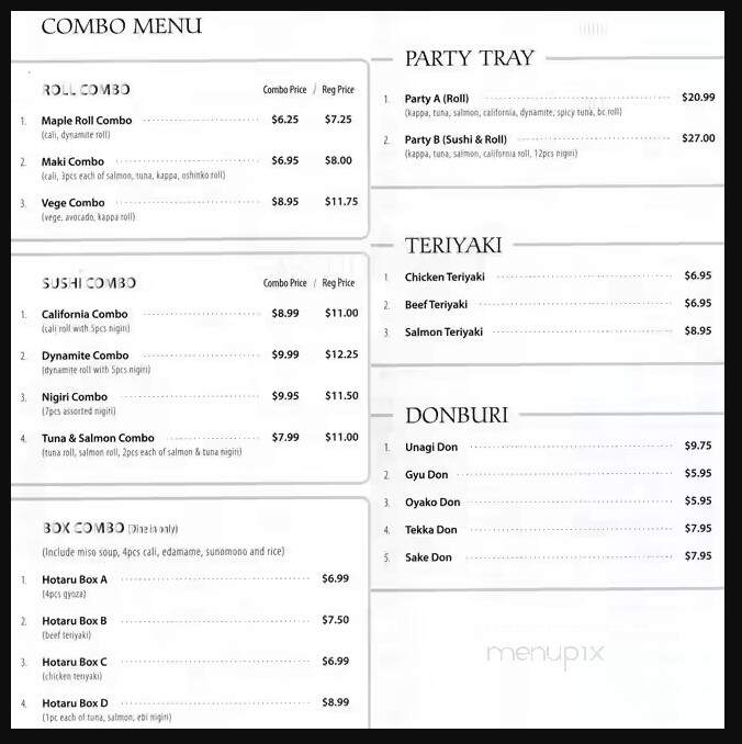Hotaru - Maple Ridge, BC menu_pic