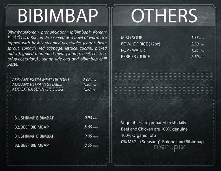 Bob's Bulgogi - Toronto, ON menu_pic