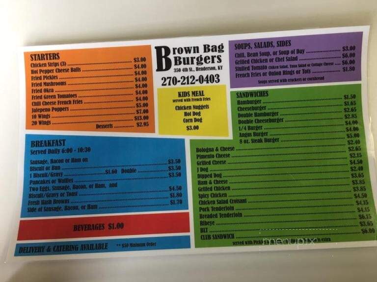 Brown Bag - Henderson, KY menu_pic