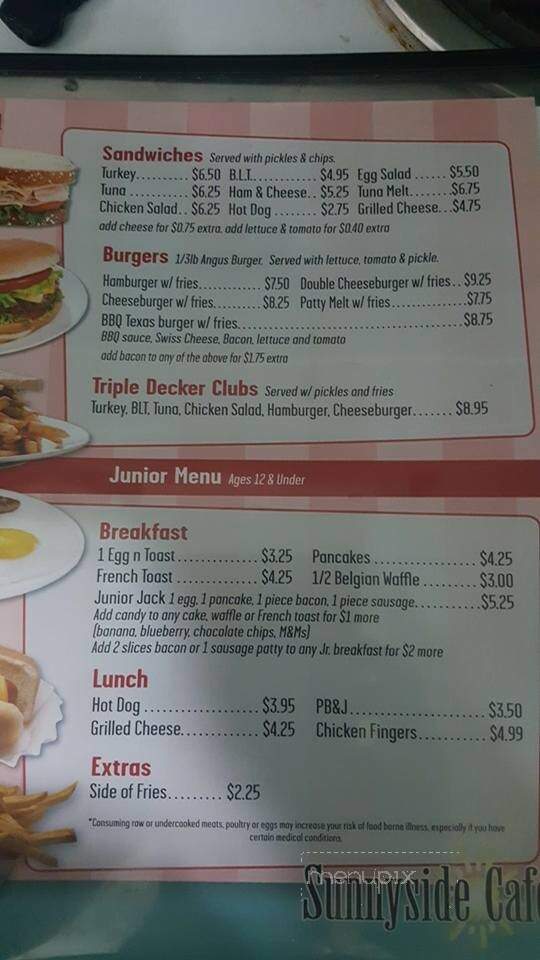 Sunny Side Cafe - Wilmington, MA menu_pic