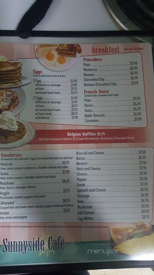 Sunny Side Cafe - Wilmington, MA menu_pic