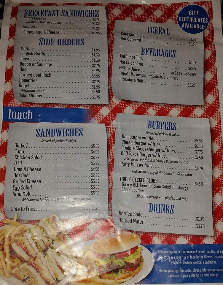 Sunny Side Cafe - Wilmington, MA menu_pic