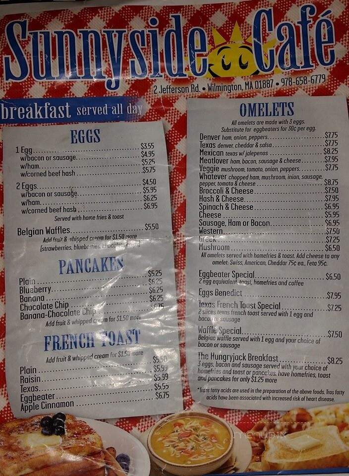 Sunny Side Cafe - Wilmington, MA menu_pic