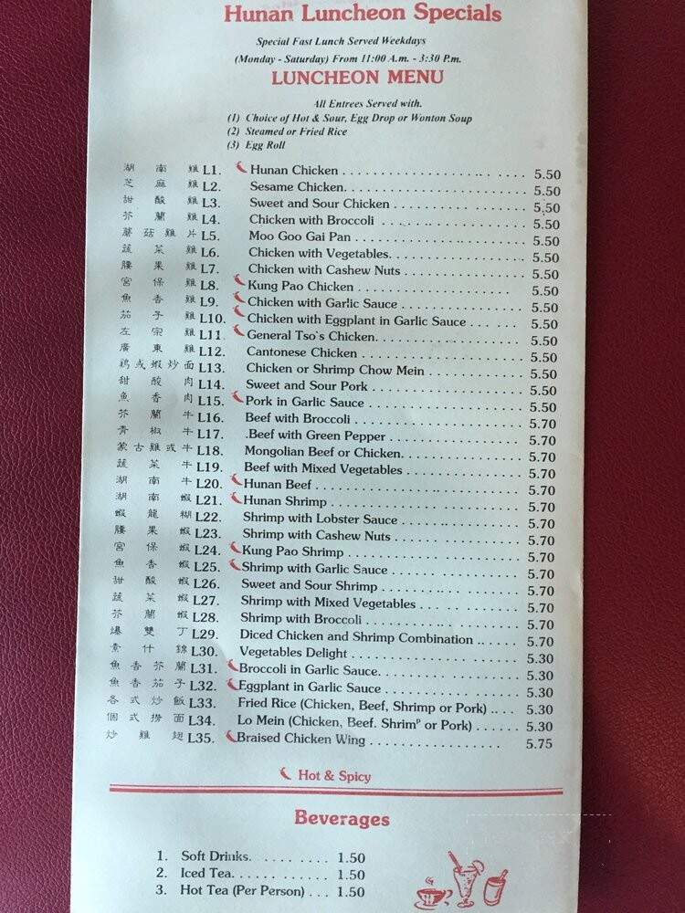 Hunan Chinese Restaurant - Douglasville, GA menu_pic