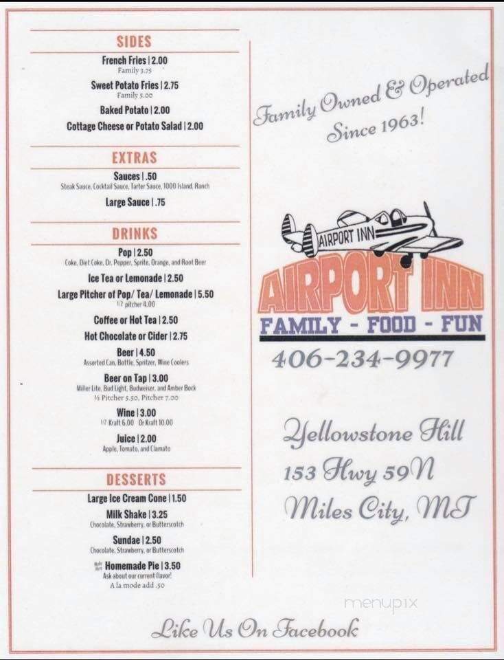 Airport Inn - Miles City, MT menu_pic