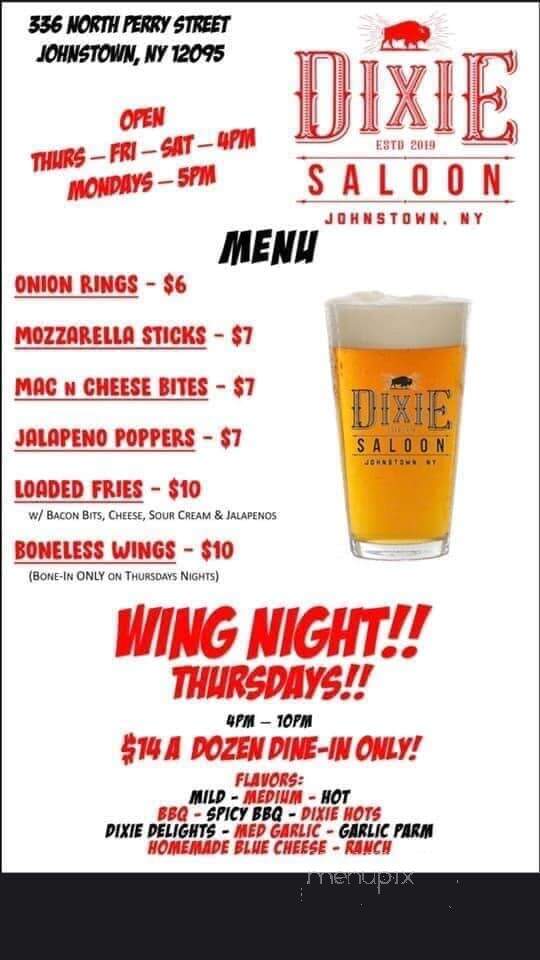 The Dixie - Johnstown, NY menu_pic